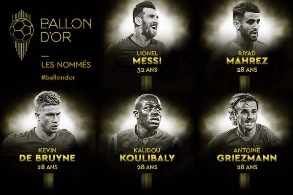 Los 30 nominados al Balón de Oro 2019; dos del Real Madrid y cuatro del Barcelona