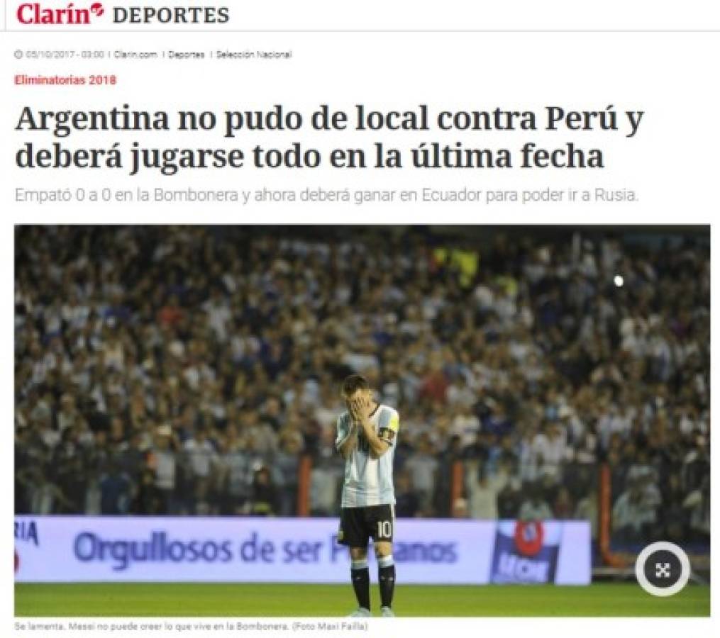 IMPERDIBLES: Las duras portadas a la Selección Argentina tras el empate ante Perú