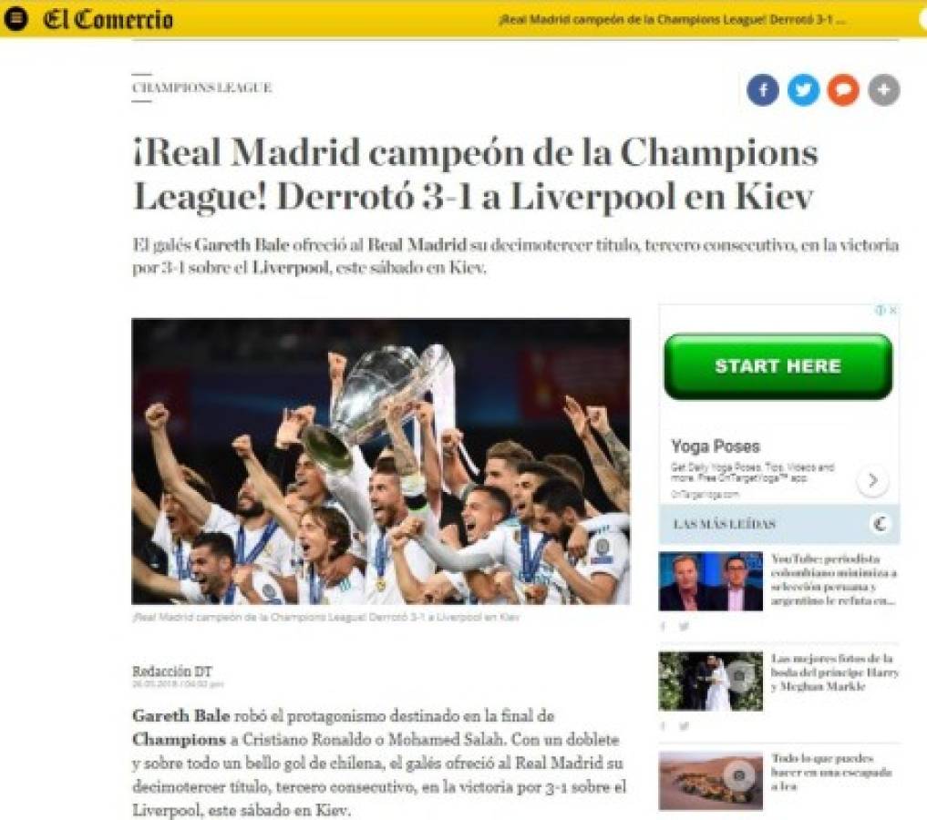 Las portadas luego de que el Real Madrid lograra el tricampeonato en Champions