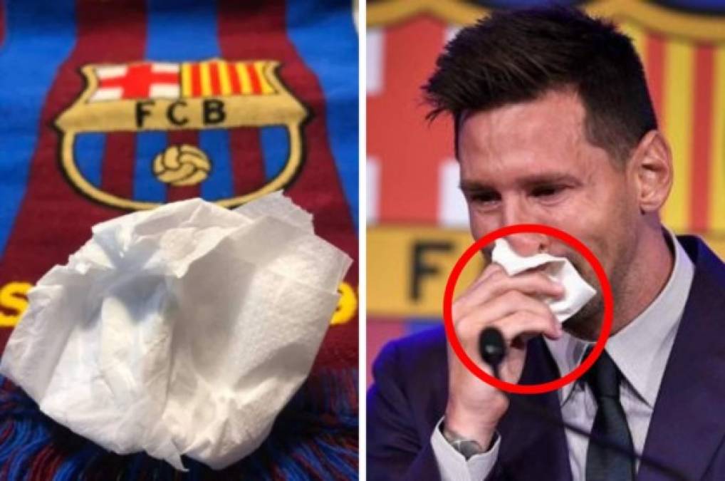 Piden una fortuna: ponen a la venta el Kleenex con ADN de Messi que utilizó en su despedida del FC Barcelona