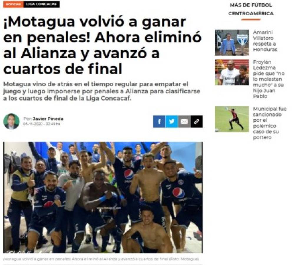 'Castellanos y los penales lo dejaron desolado': La prensa internacional sobre el pase de Motagua en Liga Concacaf
