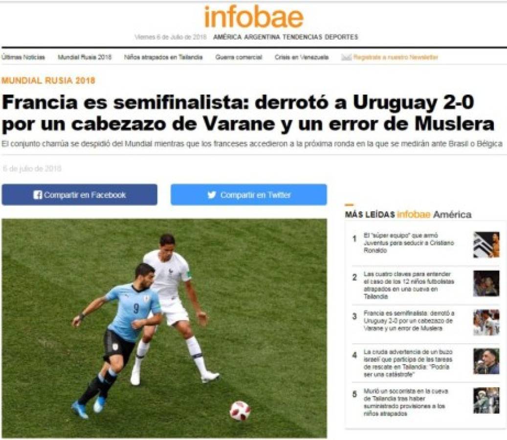 PORTADAS: Medios de Francia optimistas y mucha tristeza en Uruguay