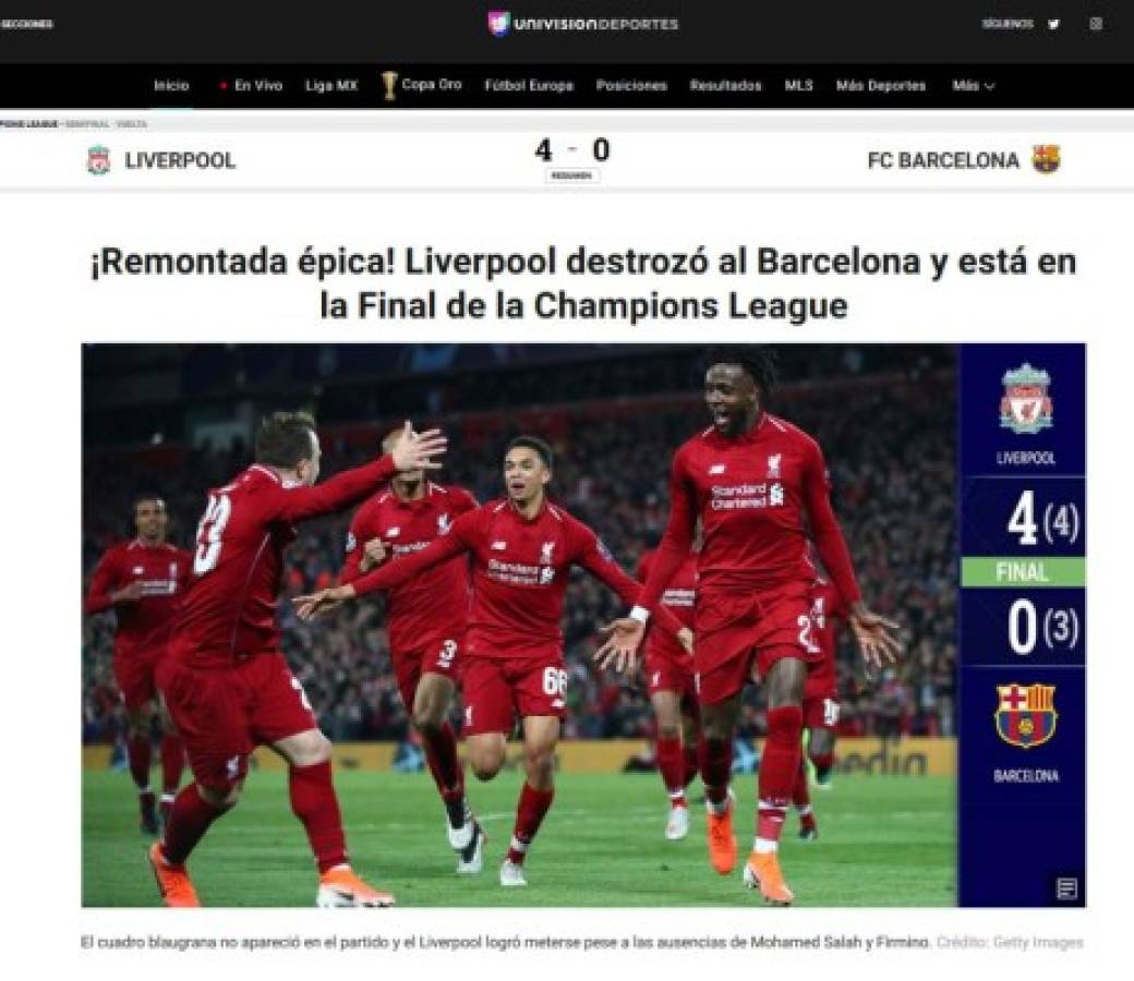 ¡Ridículo y tragedia! Así tilda la prensa mundial la eliminación del Barcelona ante Liverpool