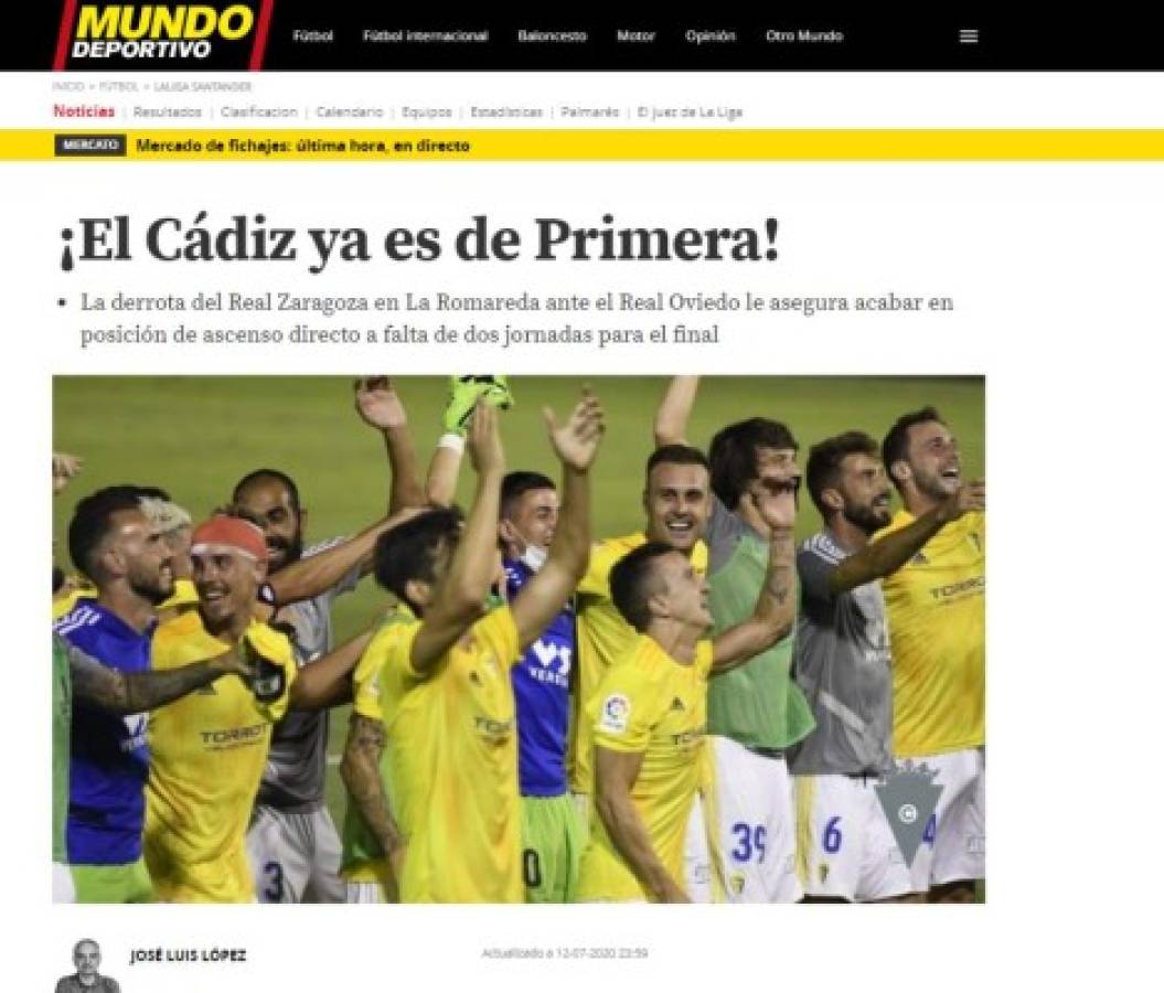 'Regresa entre los grandes': Los medios internacionales destacan el ascenso del Cádiz y Choco Lozano a Primera división de España