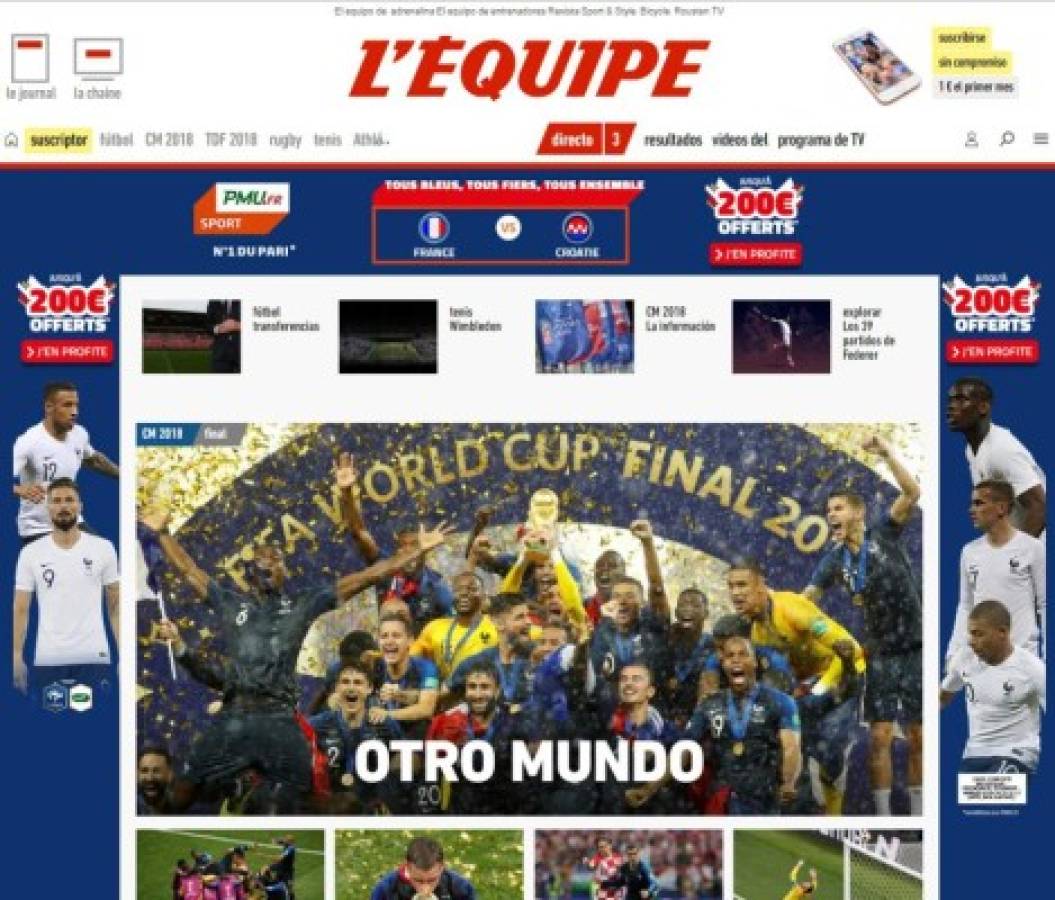 PORTADAS: Así titulan los diarios tras que Francia se corone campeón del mundo