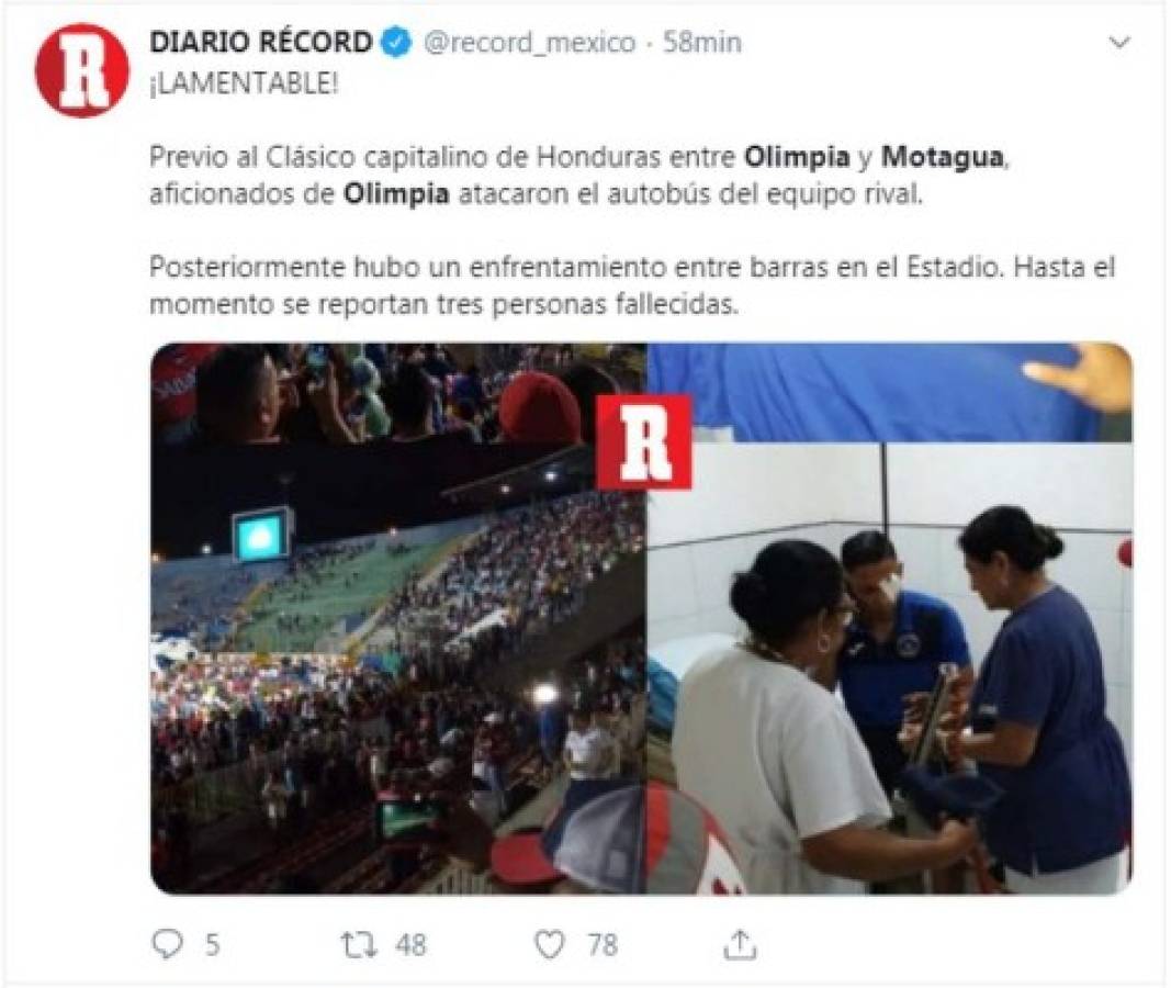 Lo que dice la prensa internacional sobre enfrentamientos entre barras del Olimpia y Motagua