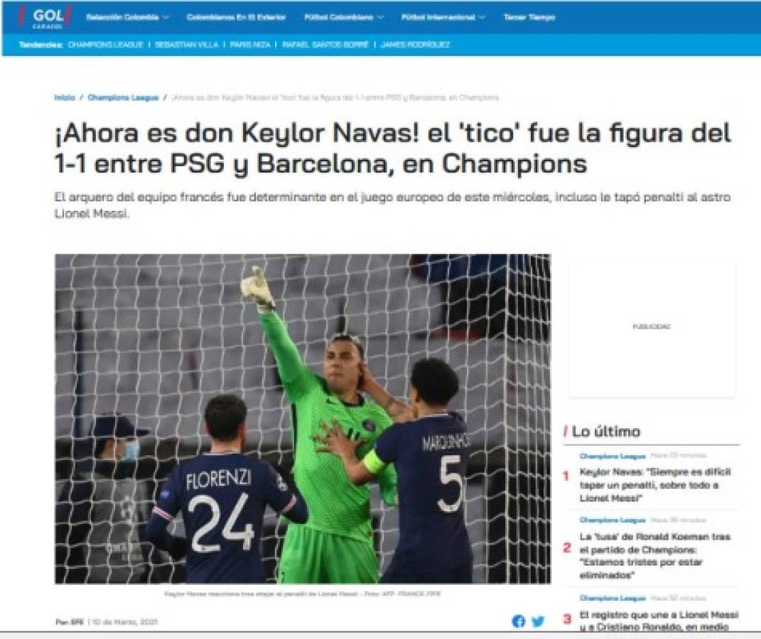 'Gigante y Mejor de la Historia de Concacaf': Lo que dice la prensa de Keylor Navas tras pararle penal a Messi