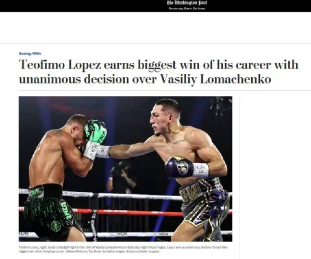 'Nació un nuevo rey': Lo que dice la prensa tras triunfo de Teófimo López sobre Lomachenko