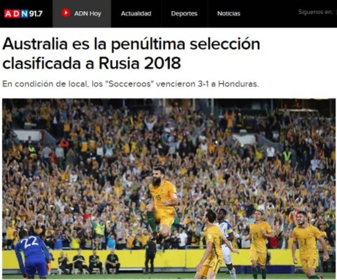 Prensa internacional resalta 'el fracaso' de Honduras y la goleada de Australia