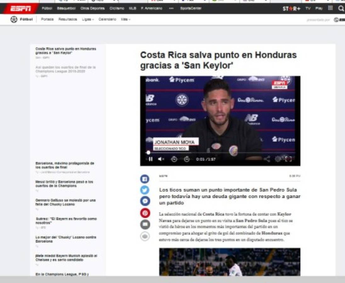 San Keylor, tibio empate y sufriendo: Lo que dice la prensa de Costa Rica del empate con Honduras