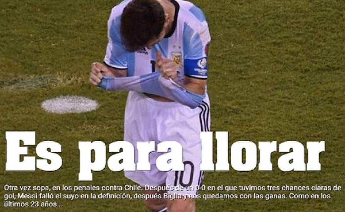 Prensa argentina llora por otra final perdida ante Chile