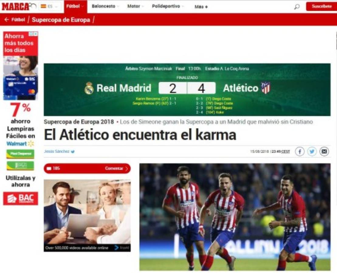 PORTADAS: Así titulan los diarios la derrota del Real Madrid ante el Atlético