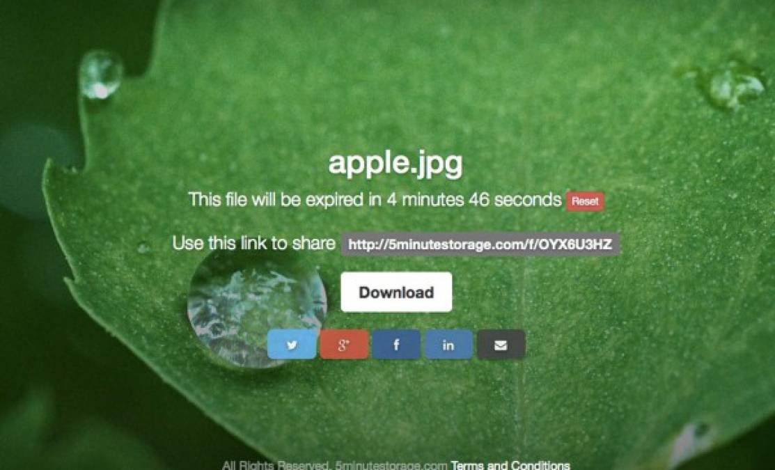 Herramienta online para compartir archivos durante cinco minutos  