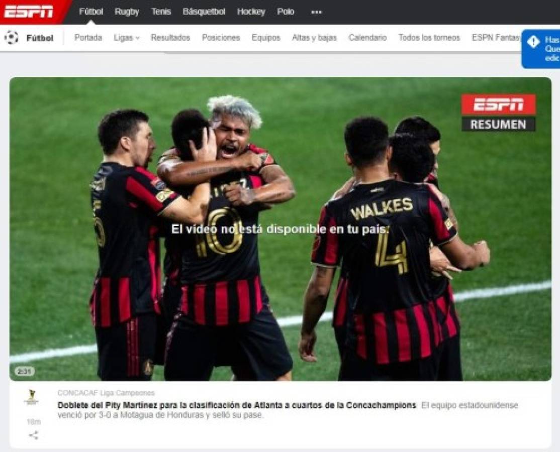 Lo que dice la prensa internacional sobre el 3-0 de Atlanta United ante Motagua