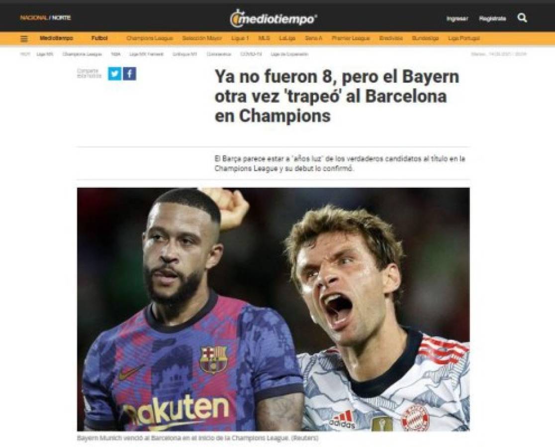 'Ya no es rival': Lo que dice la prensa mundial tras humillante derrota del Barcelona ante Bayern Múnich