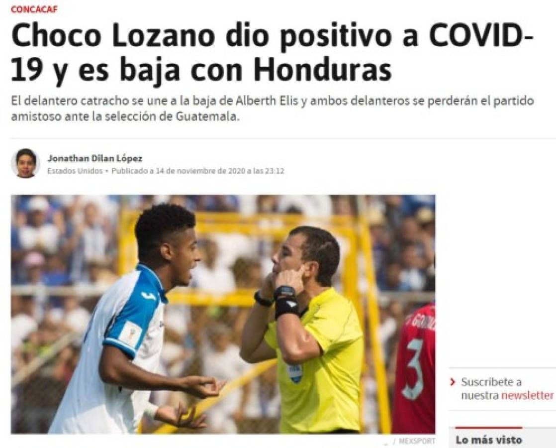 Así reacciona la prensa española tras confirmarse el contagio del Choco Lozano por Covid-19