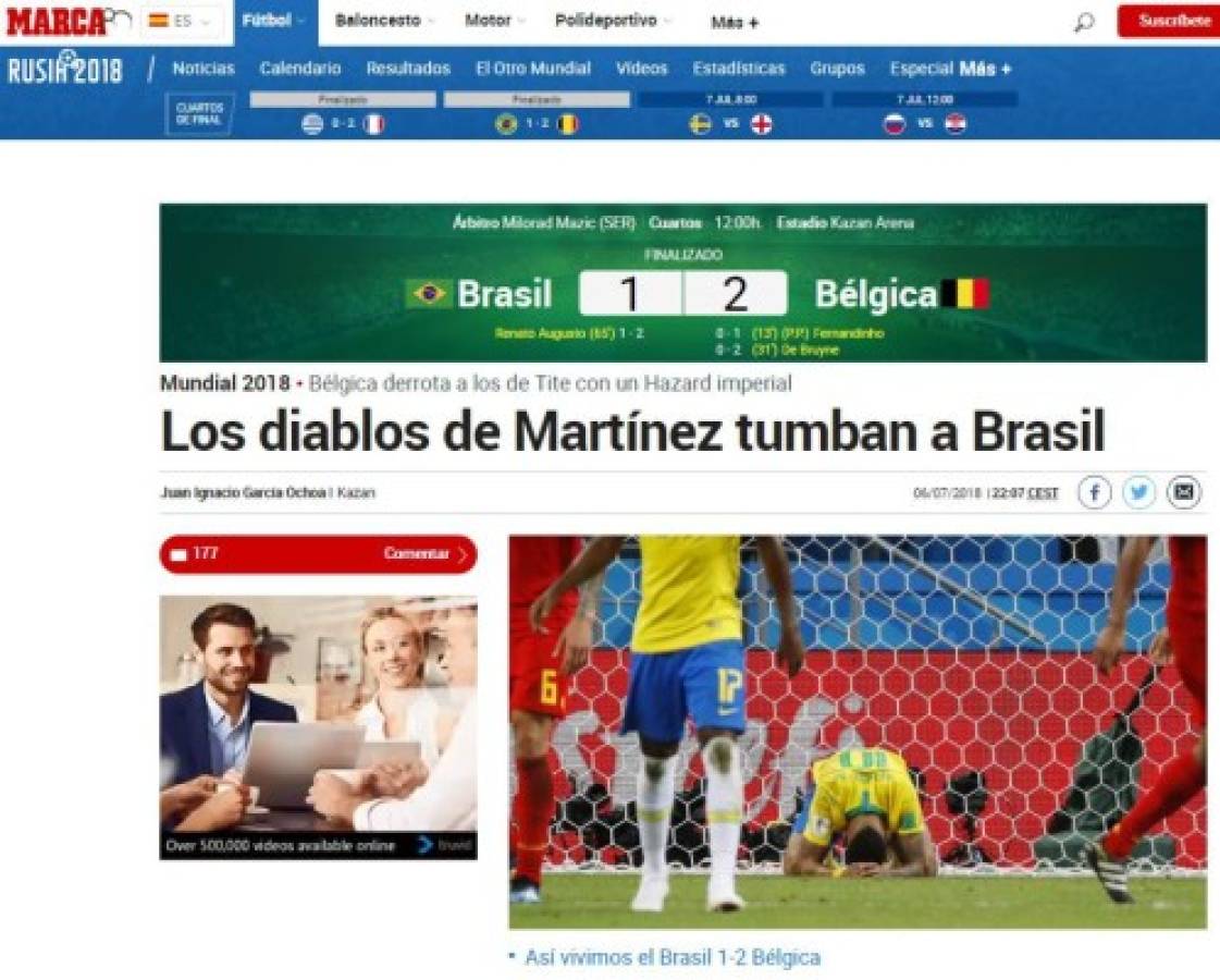 PORTADAS: Así titulan los medios argentinos el fracaso de Brasil ante Bélgica