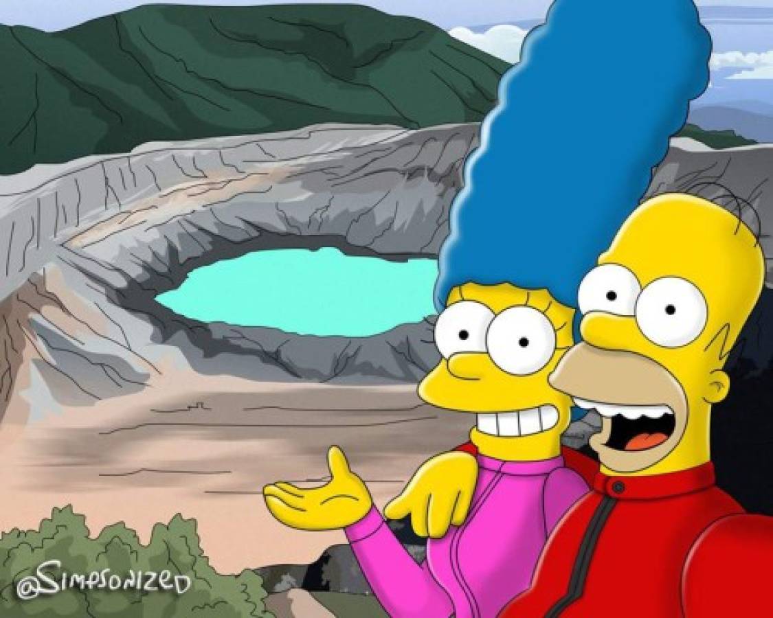Así se verían Los Simpson en Costa Rica y Panamá. ¡Atención con Navas y Román!