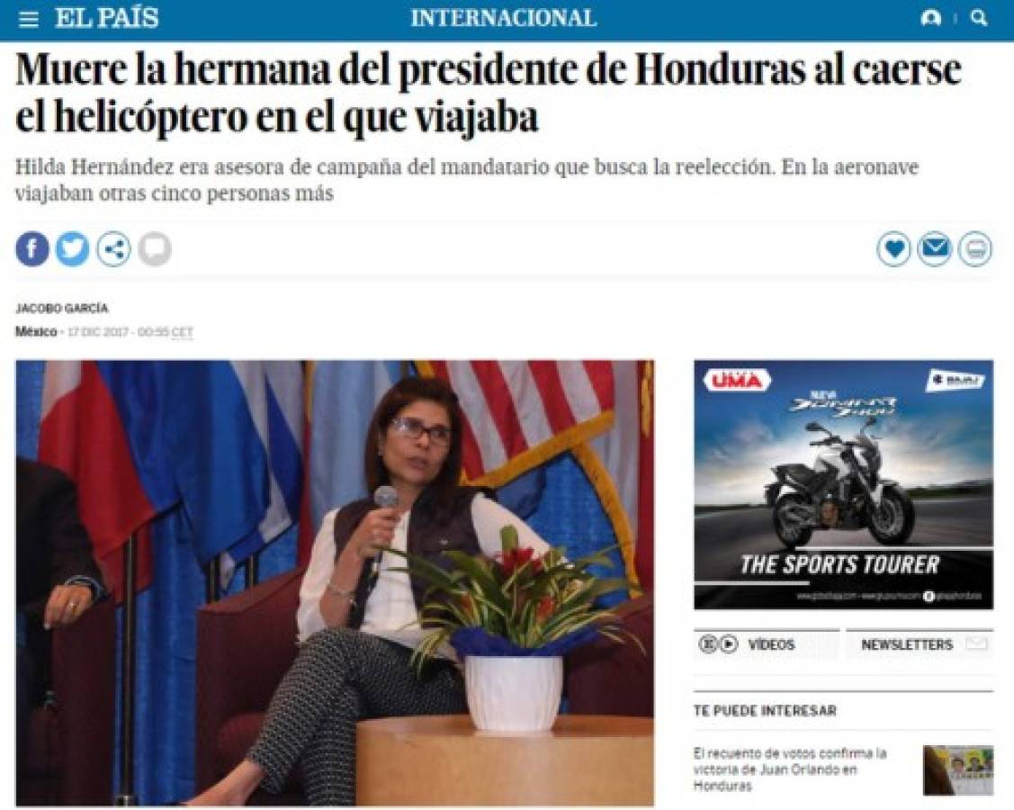 La prensa internacional reacciona impactada por la muerte de Hilda Hernández