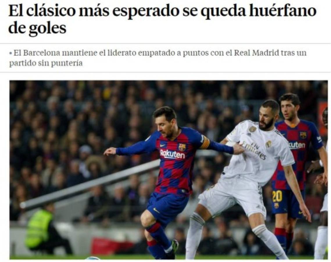 Lo que dice la prensa mundial tras el Barcelona-Real Madrid: 'Mucho fútbol y poca pólvora'