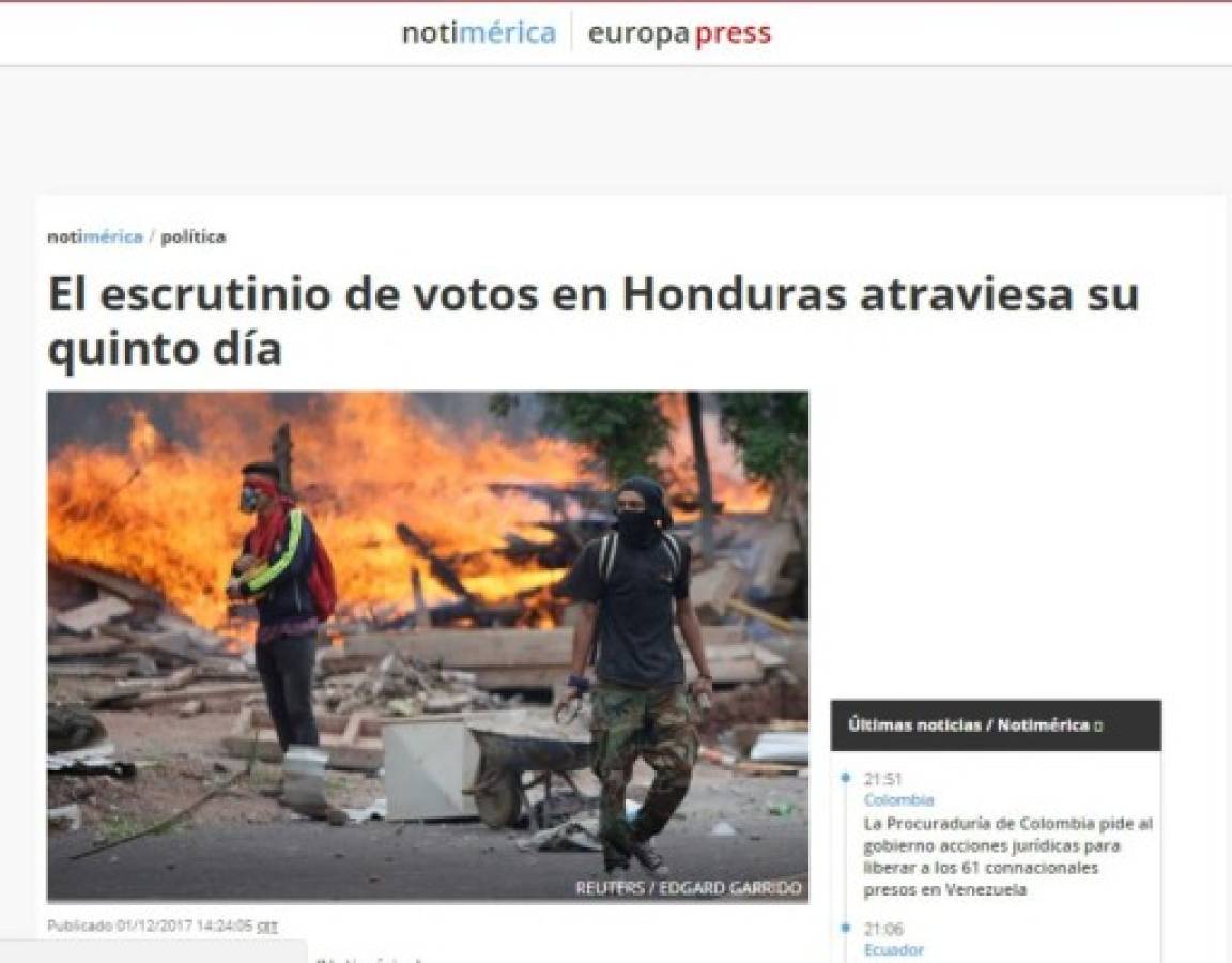 Medios internacionales: Honduras se hunde en el caos por tensión electoral