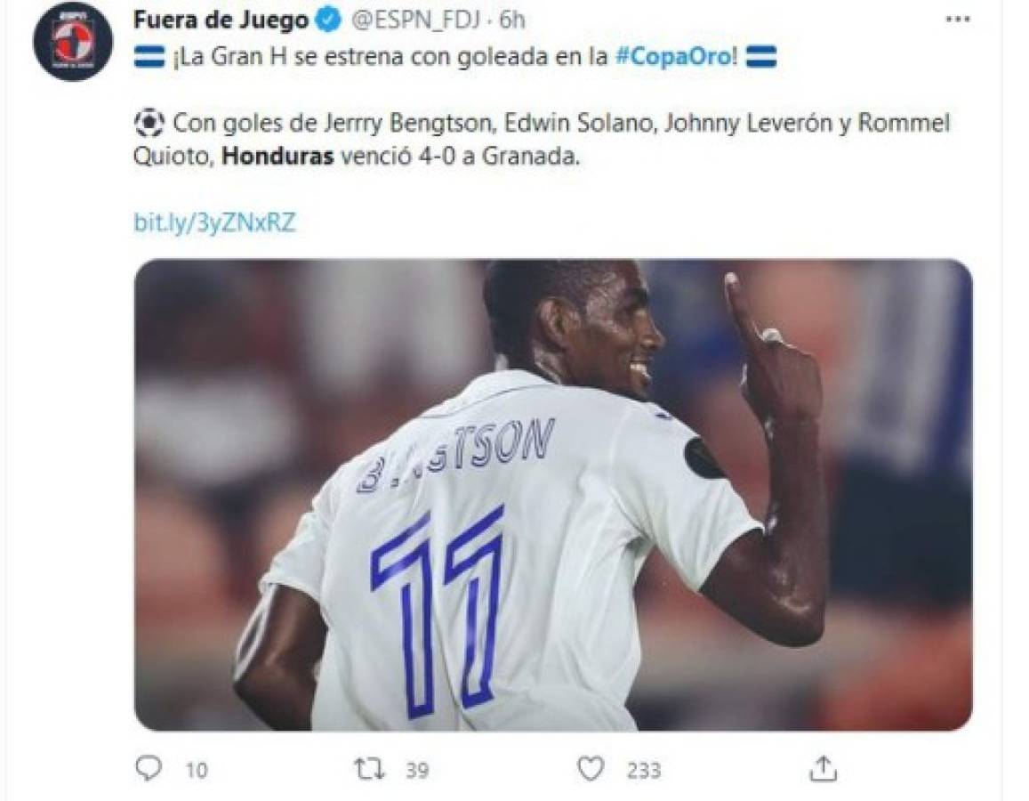 'La gran H se estrena', 'Queda mucha tarea': en las redes se comenta el debut de Honduras en Copa Oro