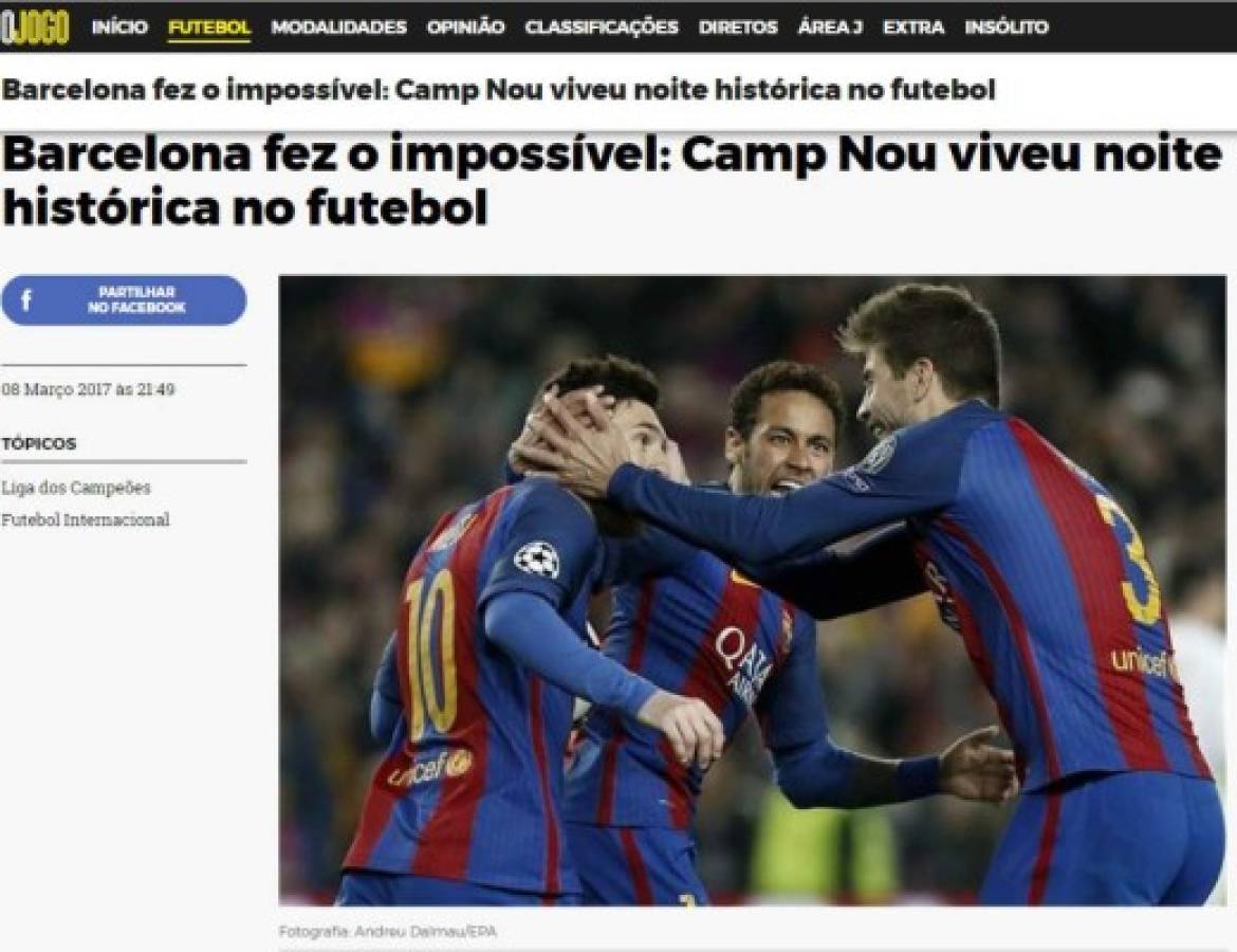 La prensa mundial se rinde al Barcelona: 'Proeza, apoteósico, grande el Barça'