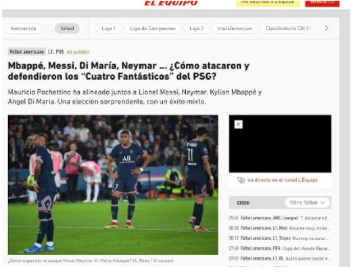 En Francia son crueles con Messi: lo bautizan de 'intermitente' y critican su rendimiento; no se olvidan del gesto a Pochettino  