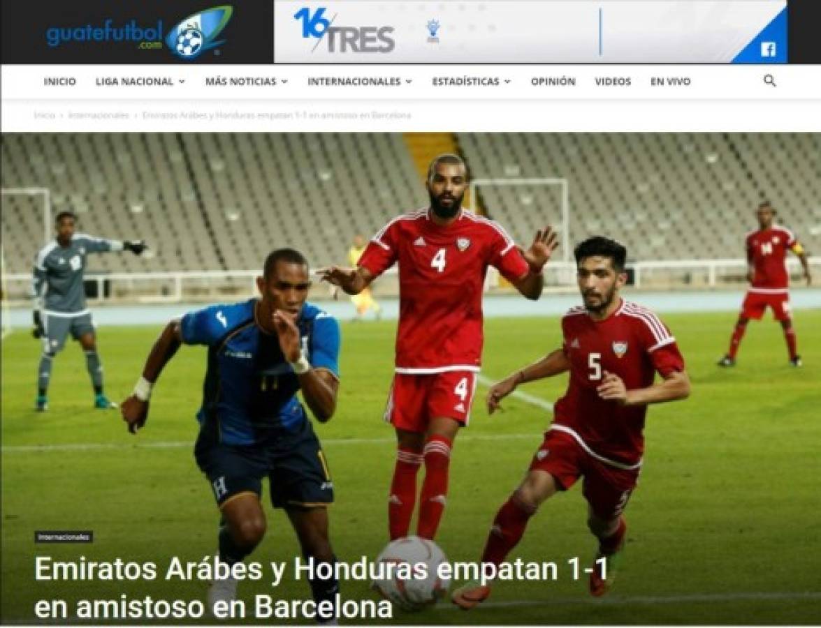 Esto dicen los medios internacionales del empate de Honduras ante Emiratos Árabes