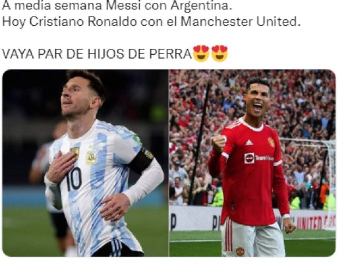 Cristiano Ronaldo hizo doblete con el United y estos son los mejores memes de su debut; Messi protagonista