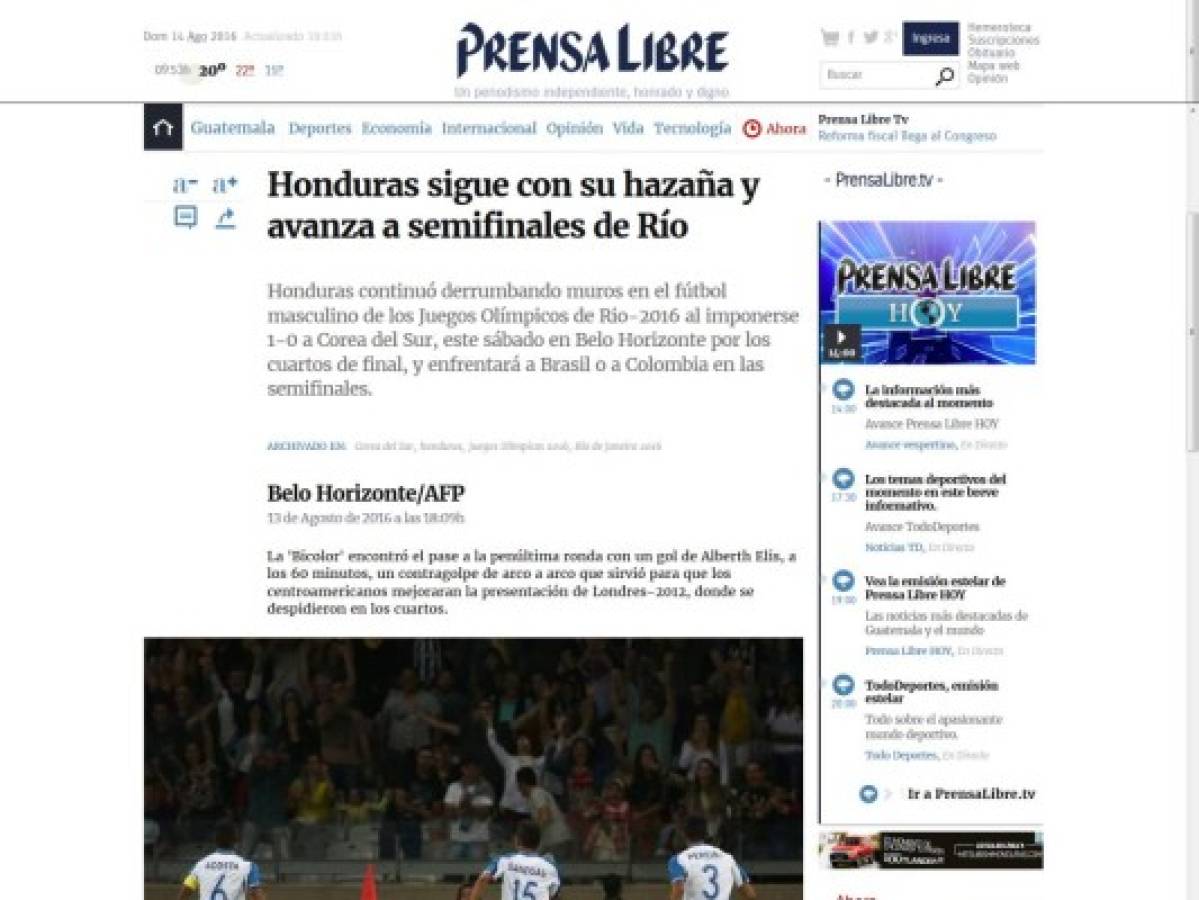 Prensa internacional destaca histórico pase de Honduras: 'De no creer'