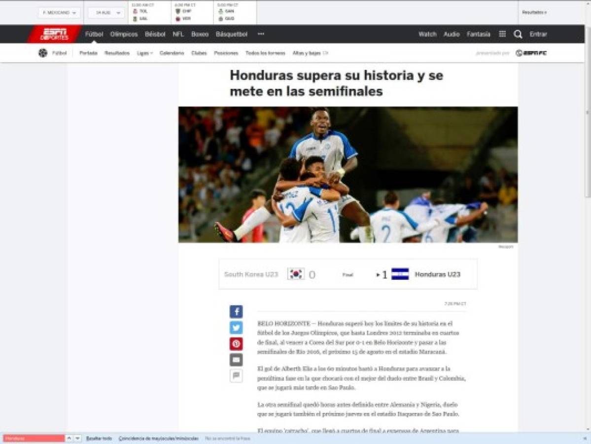 Prensa internacional destaca histórico pase de Honduras: 'De no creer'