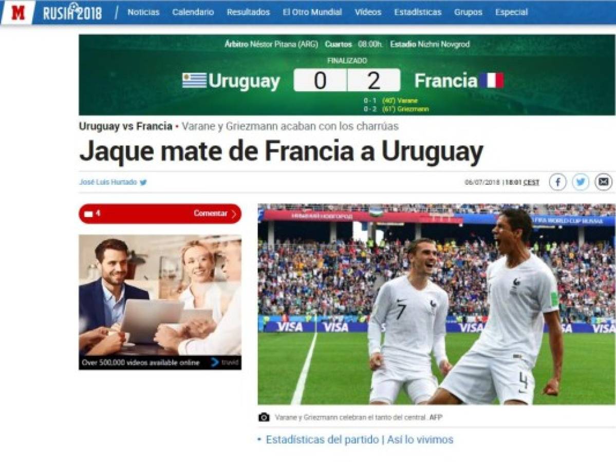PORTADAS: Medios de Francia optimistas y mucha tristeza en Uruguay