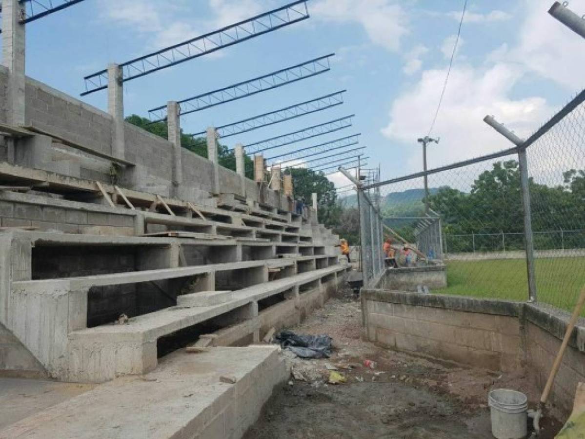 Así es el nuevo y moderno estadio que se construye en Orocuina, Choluteca