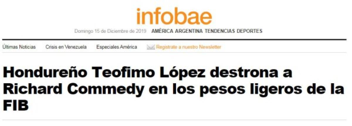 Así amanece la prensa internacional tras el título mundial de Téofimo López