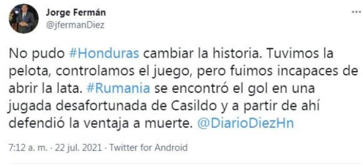 Sin gol y responsabilidad de Falero: Los comentarios de los periodistas de la derrota de Honduras ante Rumania