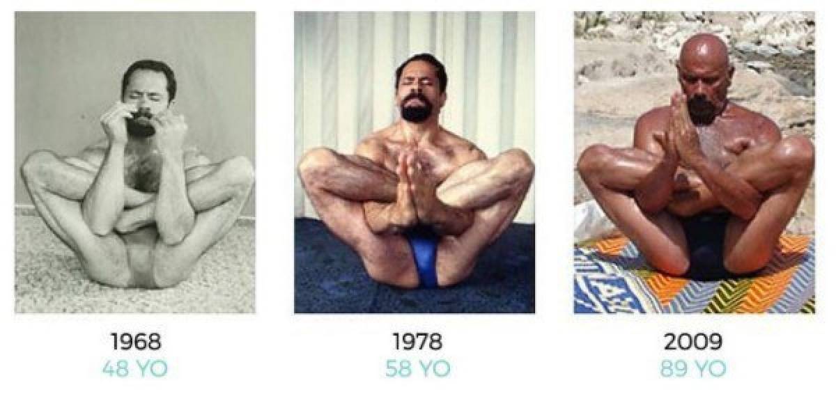 Impactantes fotos: Instructor de yoga tiene 95 años y aparenta la mitad