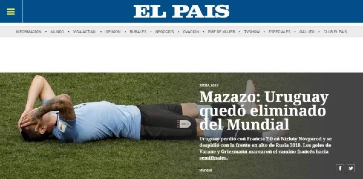 PORTADAS: Medios de Francia optimistas y mucha tristeza en Uruguay