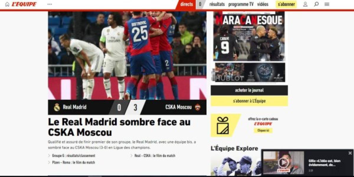 'Indigno y ridículo': Prensa mundial no perdona a Real Madrid por derrota ante ante CSKA