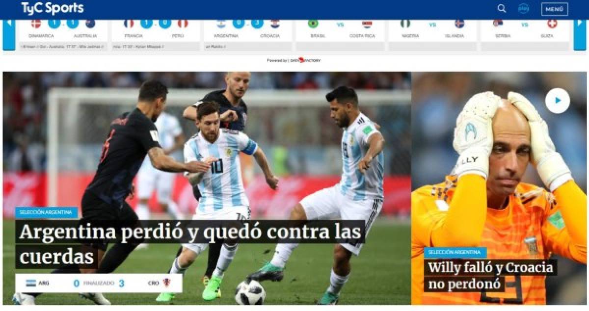 Prensa mundial cataloga de 'ridículo' derrota de Argentina ante Croacia