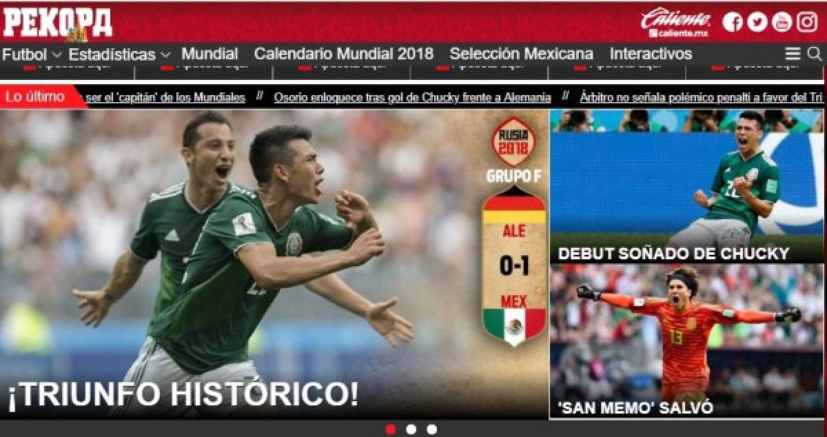 Locura mundial: Lo que dice la prensa por batacazo de México a Alemania en Rusia