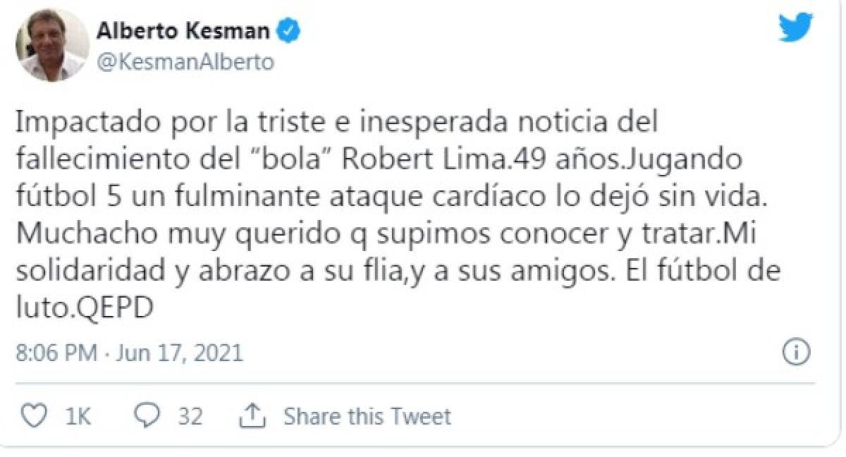 Muerte de Robert Lima estremeció al mundo del fútbol en Sudamérica: 'Esperaba que fuera un error o una mentira'