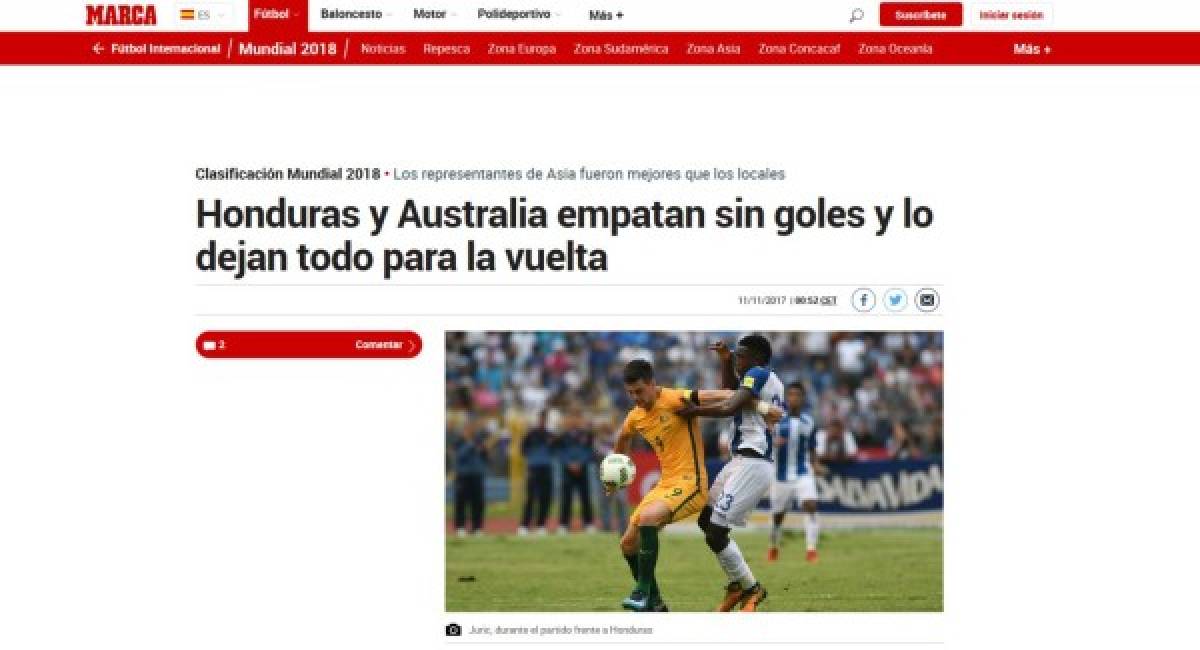 Prensa internacional habla de 'tumba' y 'campo horrendo' sobre el Honduras-Australia