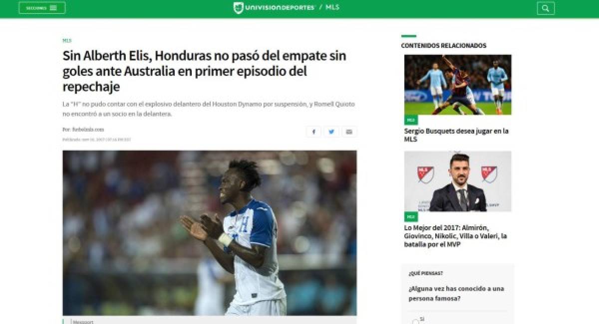 Prensa internacional habla de 'tumba' y 'campo horrendo' sobre el Honduras-Australia