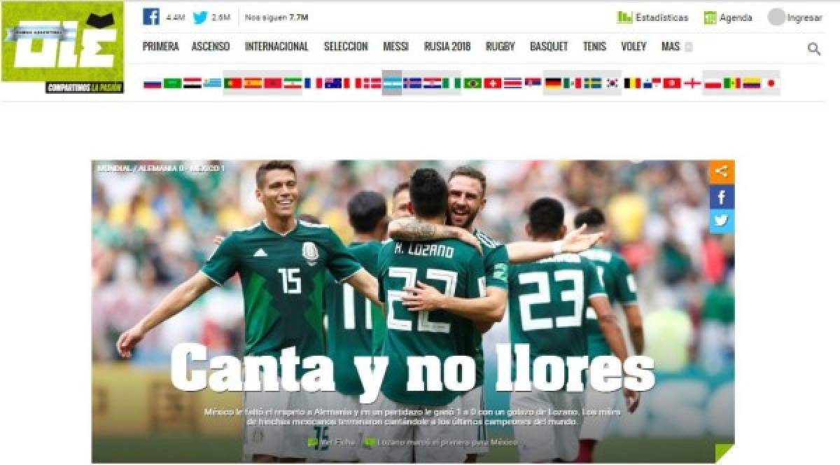 Locura mundial: Lo que dice la prensa por batacazo de México a Alemania en Rusia