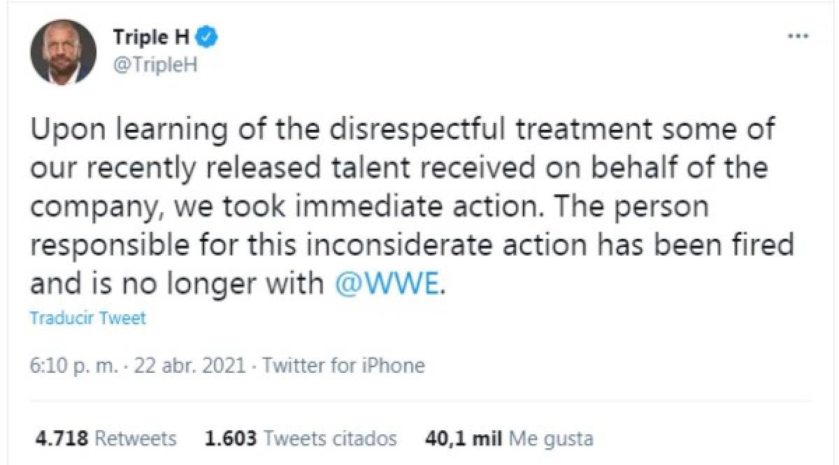 La despidieron de la WWE y le enviaron sus cosas en bolsas para basura; Triple H responde