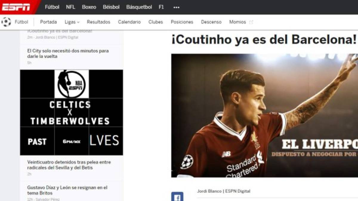 FICHADO: La prensa mundial se rinde al fichaje de Coutinho por el Barca