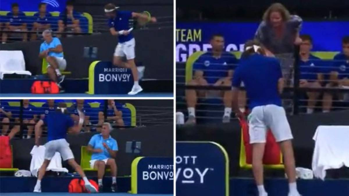 Nunca antes visto: Tenista griego revienta su raqueta, golpea a su papá y su madre lo regaña