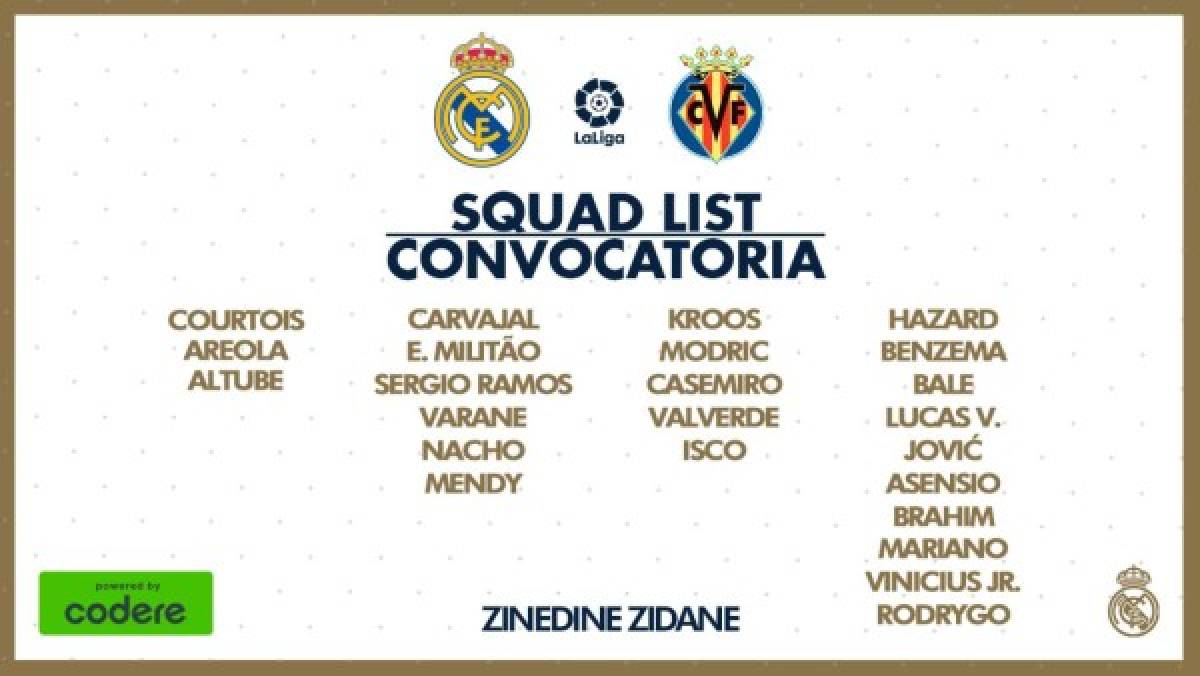 ¡Con todo! Así sería el 11 del Real Madrid ante Villarreal para buscar el título de la Liga de España