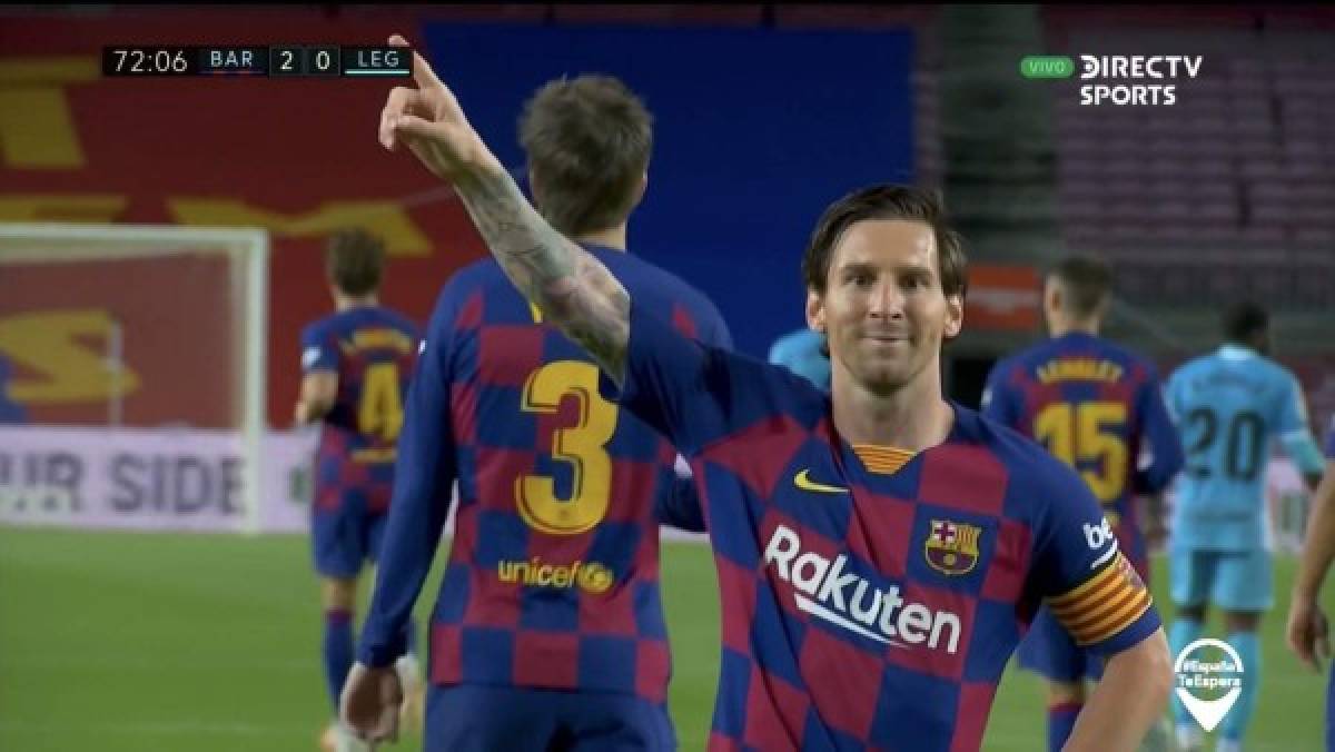 Fotos: El nuevo y raro festejo de Messi y así lució el Camp Nou en tiempos de coronavirus